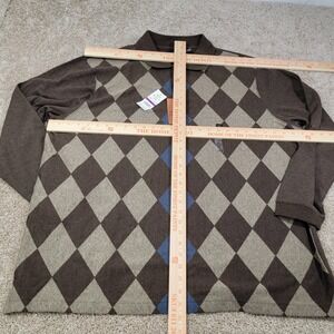 New Haggar XXL Men's‎ Brown Argyle Stain Resistant Long Sleeve Polo Shirt